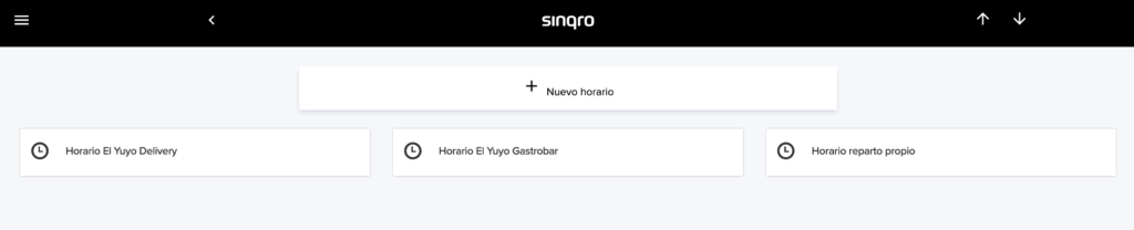 Creación de un nuevo horario en Sinqro