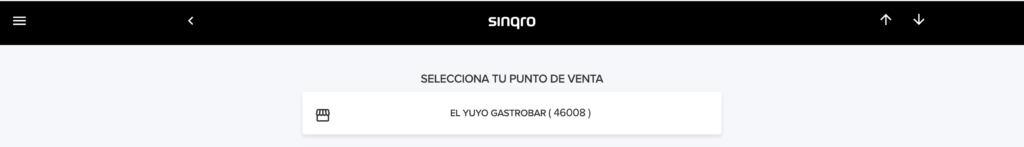 Selector de puntos de venta en Sinqro