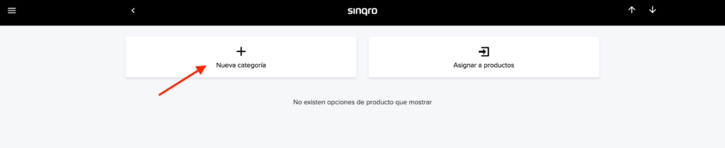 Creación de nueva categoría de opciones en Sinqro