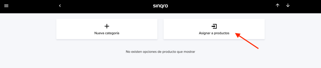 Asignación de opciones a productos existentes en Sinqro