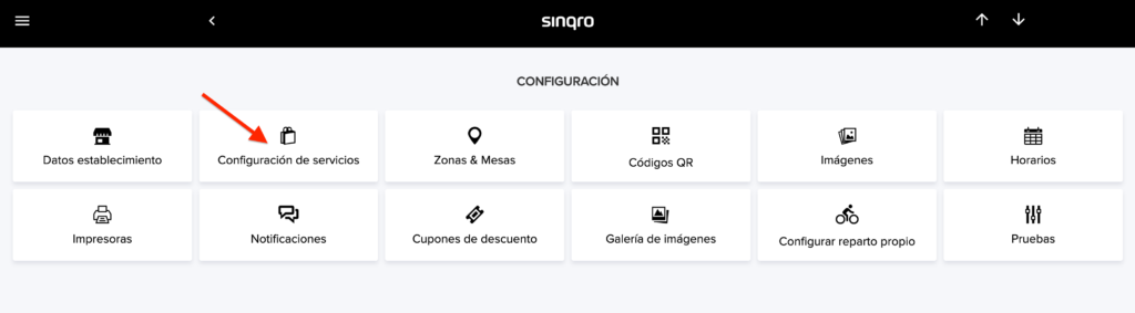 Configuración de servicios en Sinqro