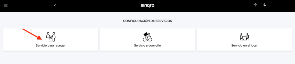Configuración del servicio para recoger en Sinqro