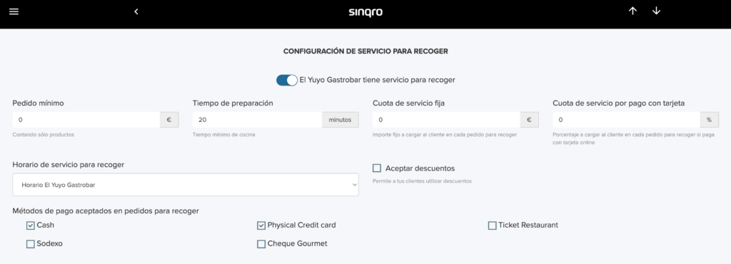 Horario y cuotas del servicio para recoger en Sinqro