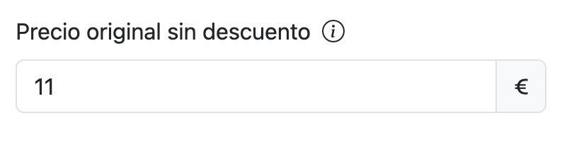 Campo Precio original sin descuento en el editor de productos de Delitbee