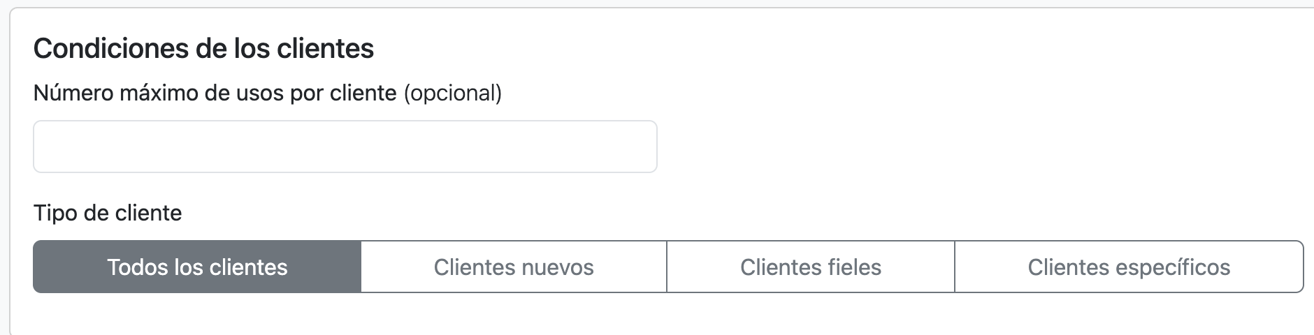 Opciones de aplicación a todos los clientes y uso repetible del cupón