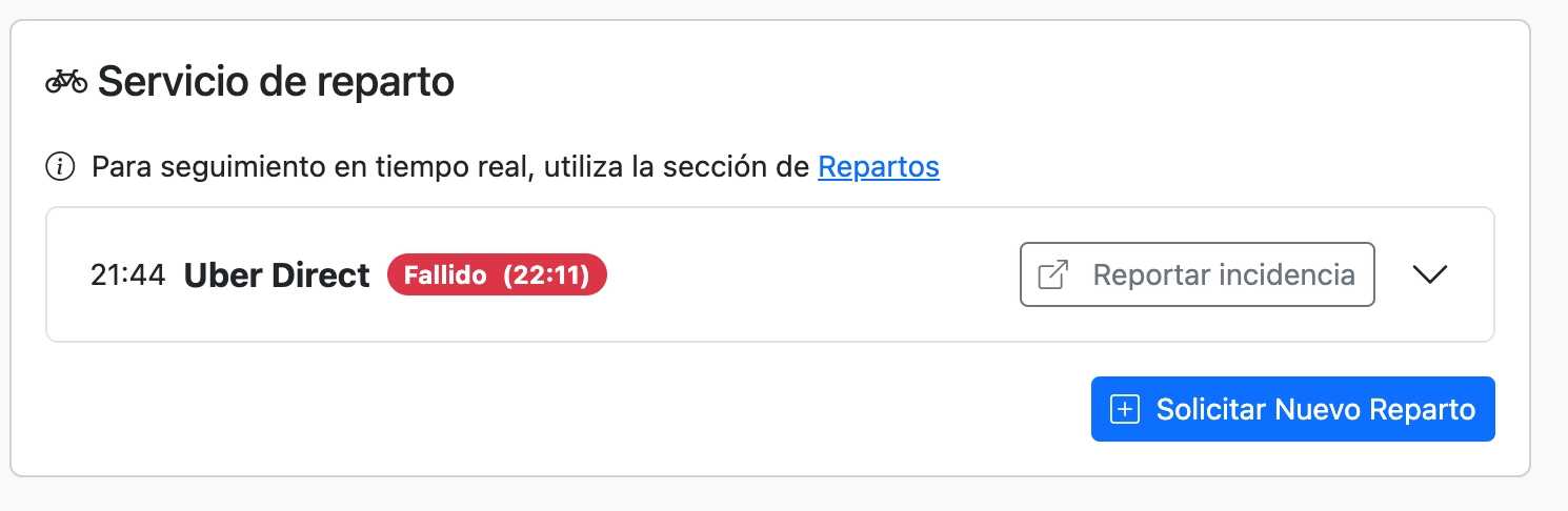 Botón para abrir el formulario de reclamación en el detalle del pedido