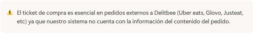 Sección de Incidencias de reparto en el portal de Delitbee