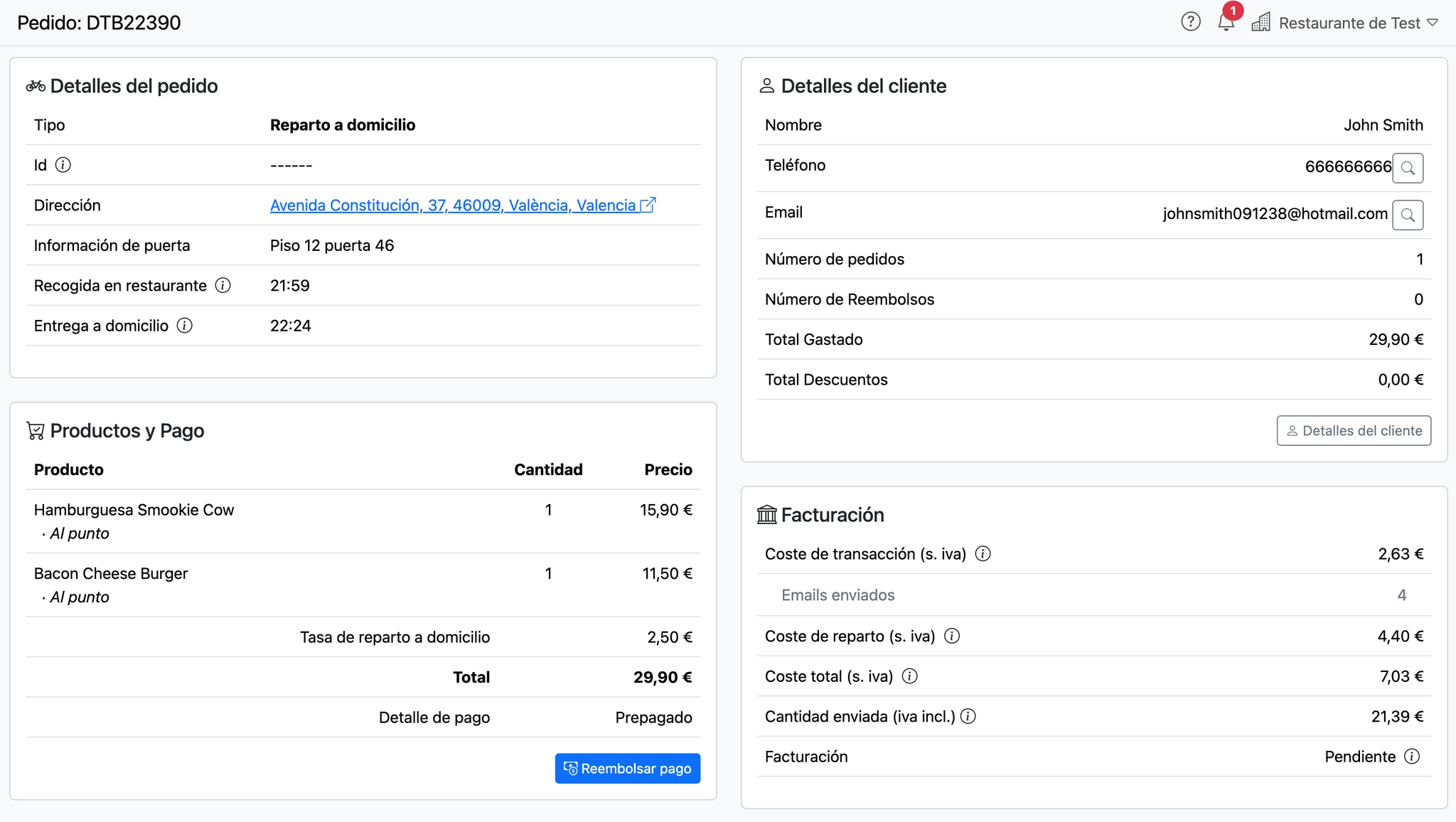 Listado de pedidos con detalle del estado del envío en el portal de Delitbee